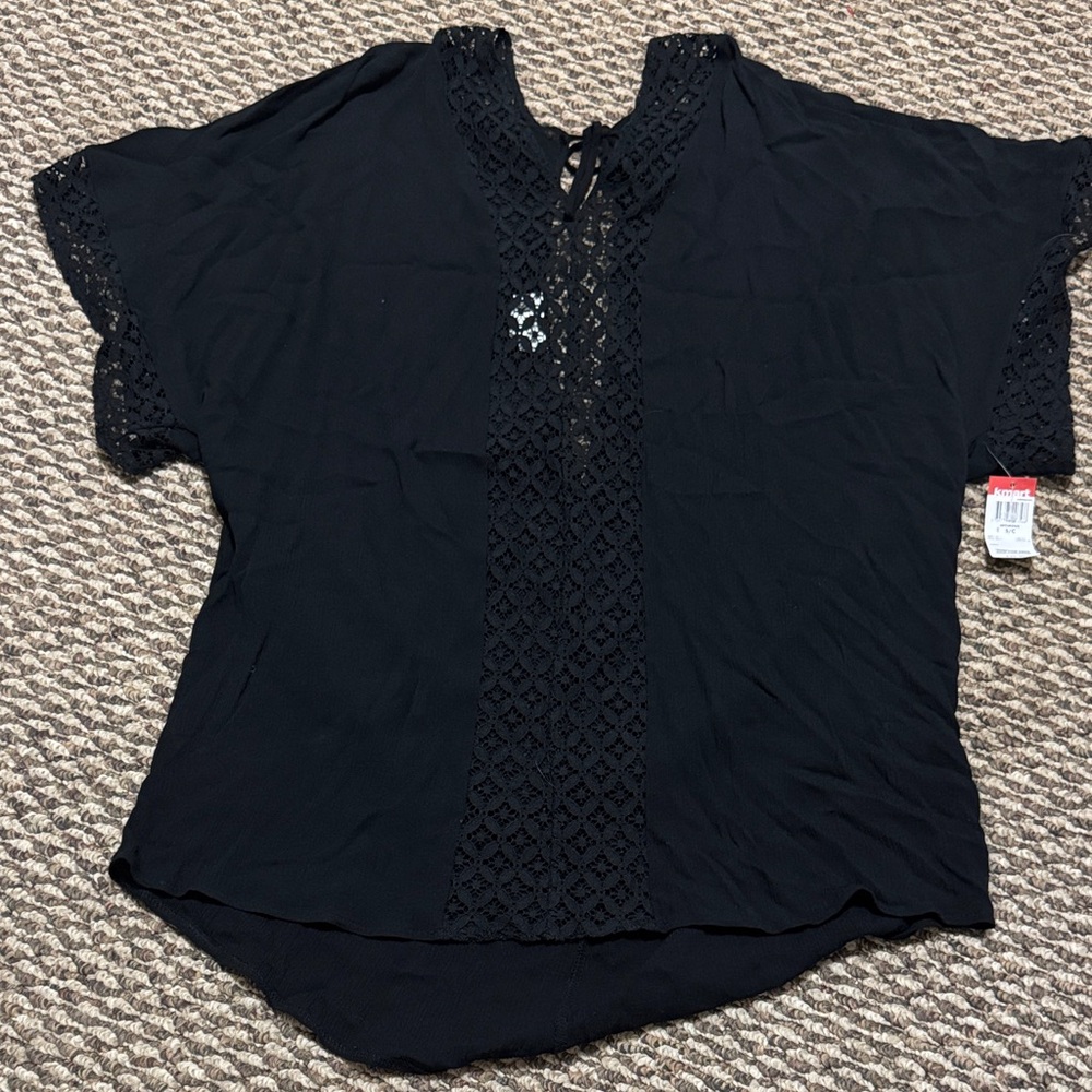 Jaclyn Smith Elegant Black Crochet Swim Coverup